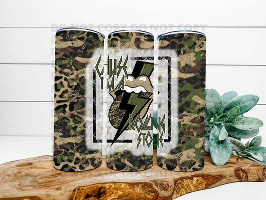 Rolling Stone | Camo & Leopard Background Stainless Steel Tumbler