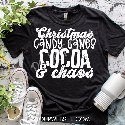 Christmas Candy Canes Cocoa & Chaos - Tee