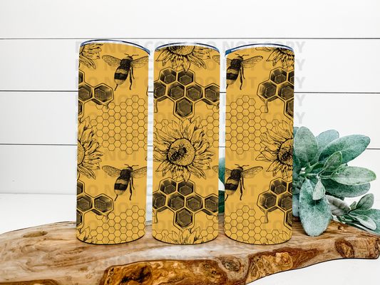 Bee Hive & Floral Stainless Steel Tumbler