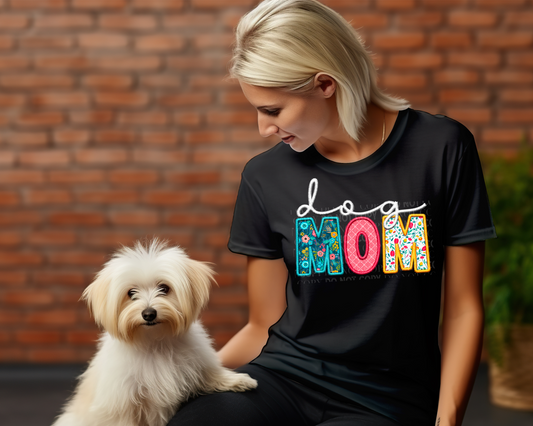 Dog Mom Faux Embroidery - Tee