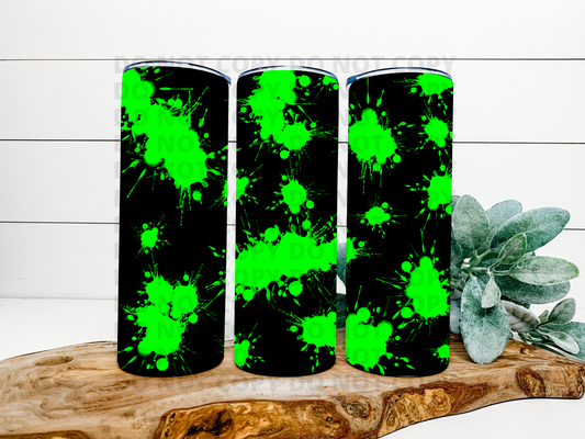 Lime Green Paint Splatter Stainless Steel Tumbler