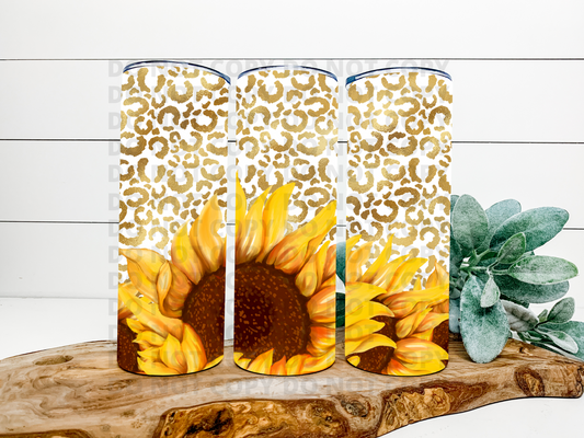 Sunflower & Gold Leopard Stainless Steel Tumbler