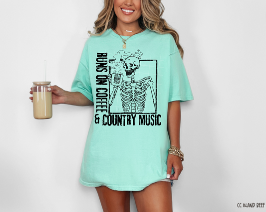 Runs On Coffee & Country Music - Tee