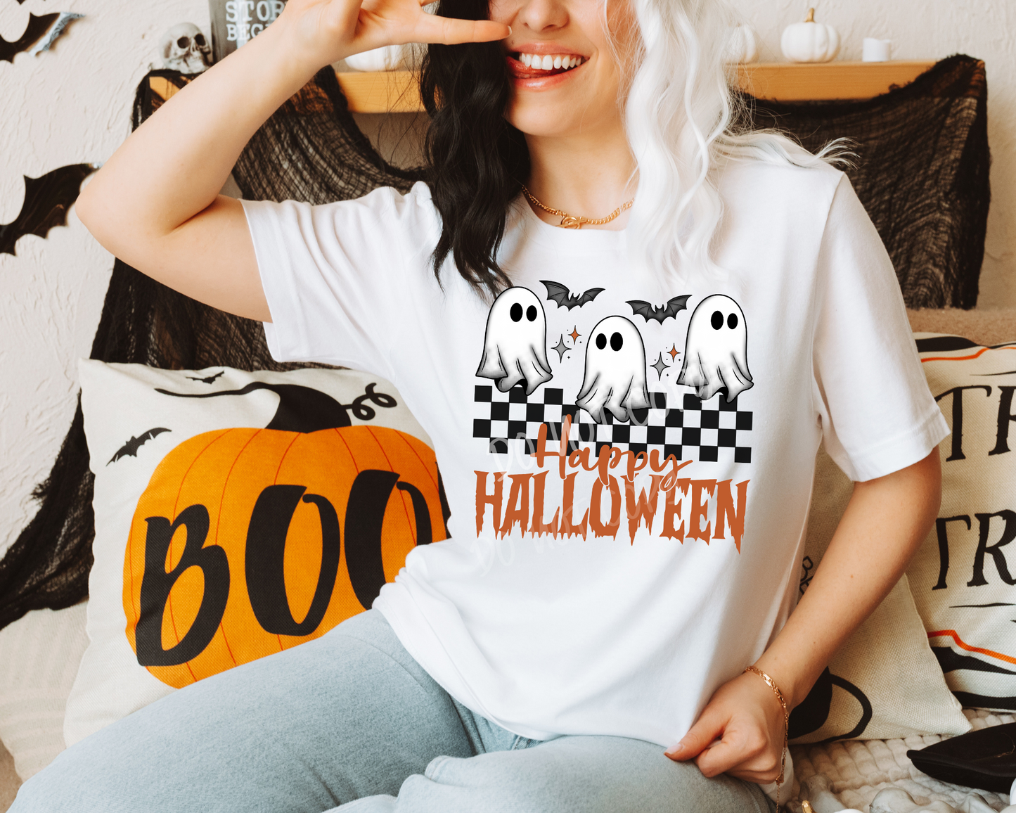 Happy Halloween Ghost Trio - Tee