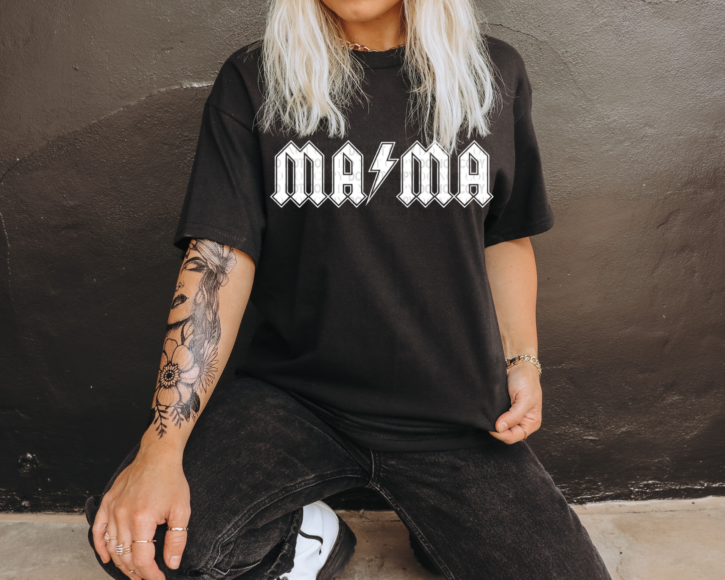 Mama Lightning Bolt - White - Tee