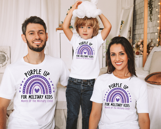 Purple Up For Military Kids Rainbow - Tee