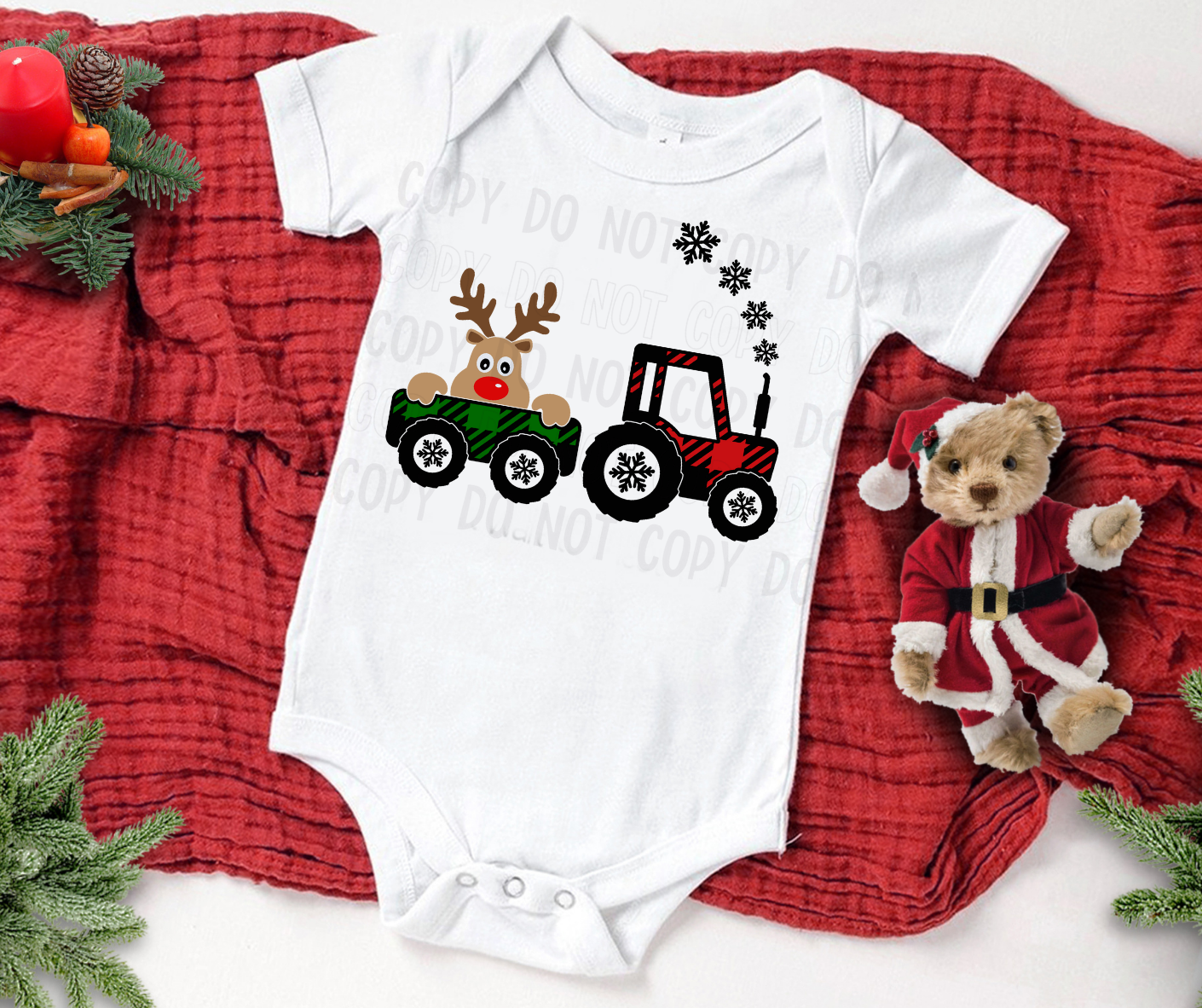 Tractor Reindeer Boy - Youth Long Sleeve