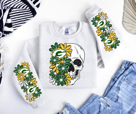 Green Bay Floral Skull - Sweatshirt