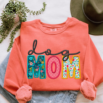 Dog Mom Faux Embroidery TERRACOTTA - Sweatshirt