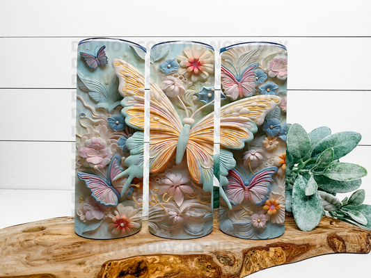 Pastel Butterfly 3D Tumbler