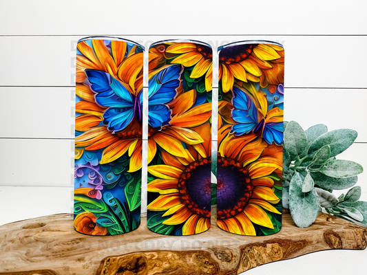 Sunflowers & Butterflies 3D Tumbler