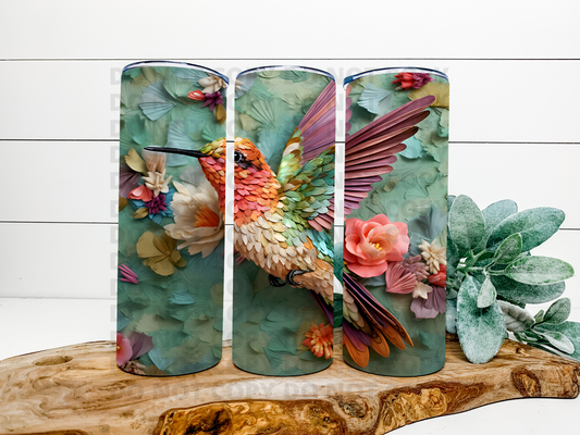 Hummingbird Floral 3D Tumbler