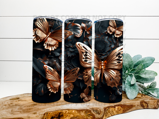 Gold Butterflies 3D Tumbler