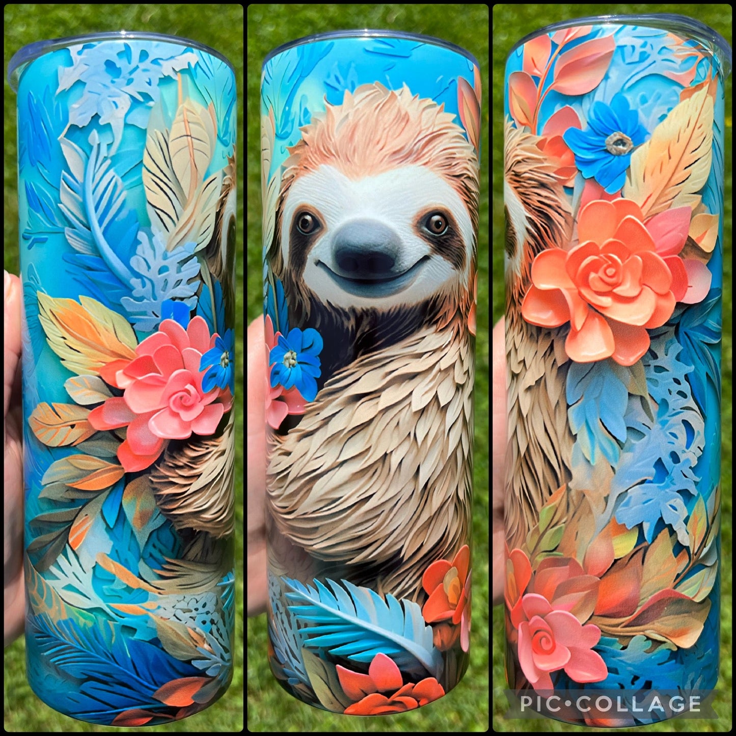 Sloth Floral 3D Tumbler