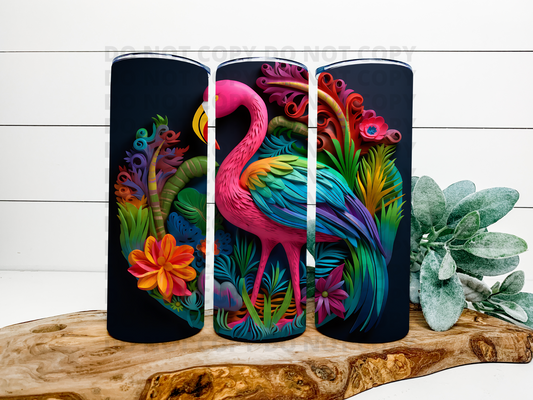 Bright Colorful Flamingo 3D Tumbler