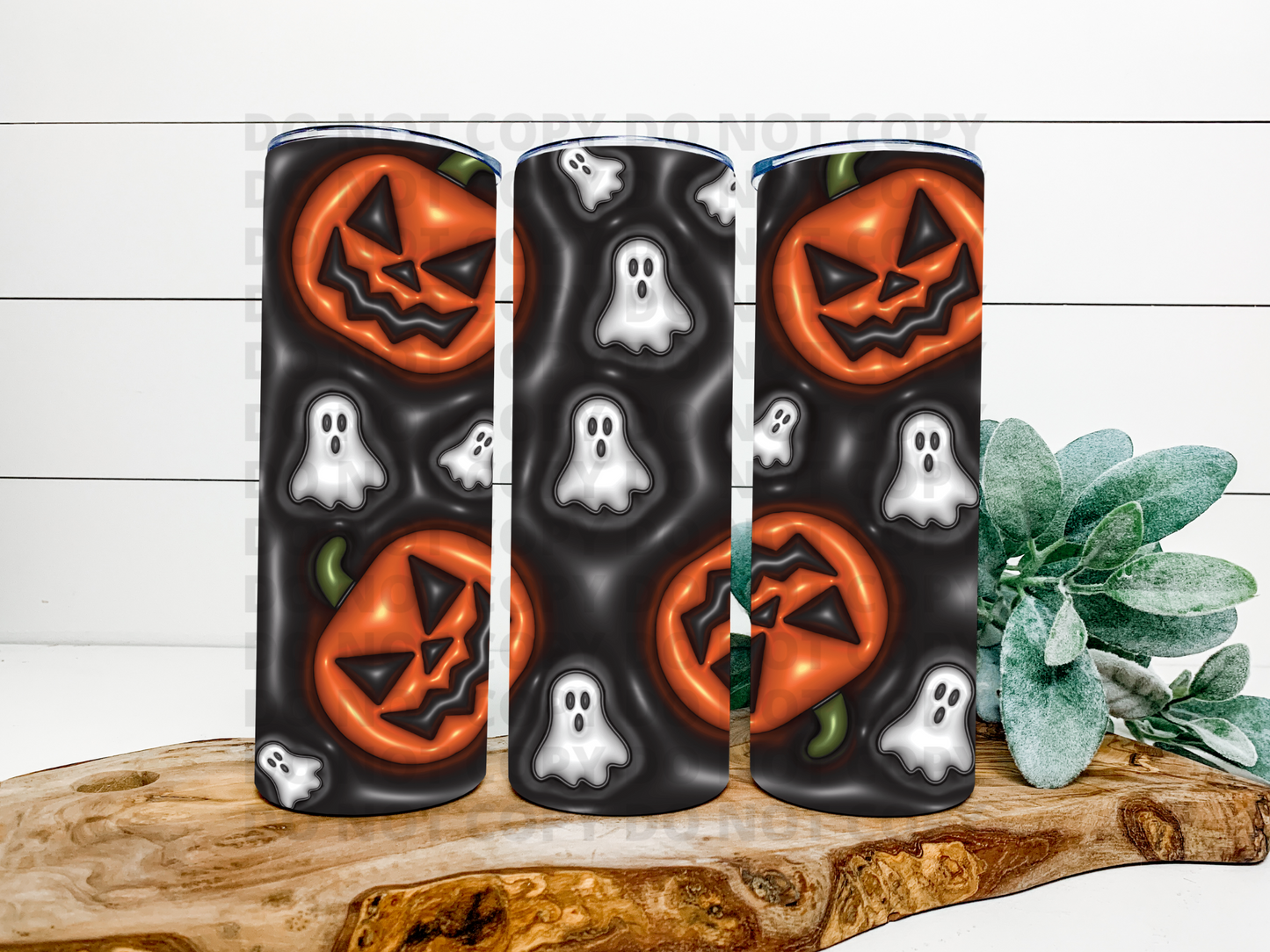 Pumpkin & Ghost Puff Bubble 3D Tumbler