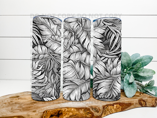 Black & White Leaf 3D Tumbler