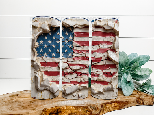 Distressed American Flag 3D Tumbler